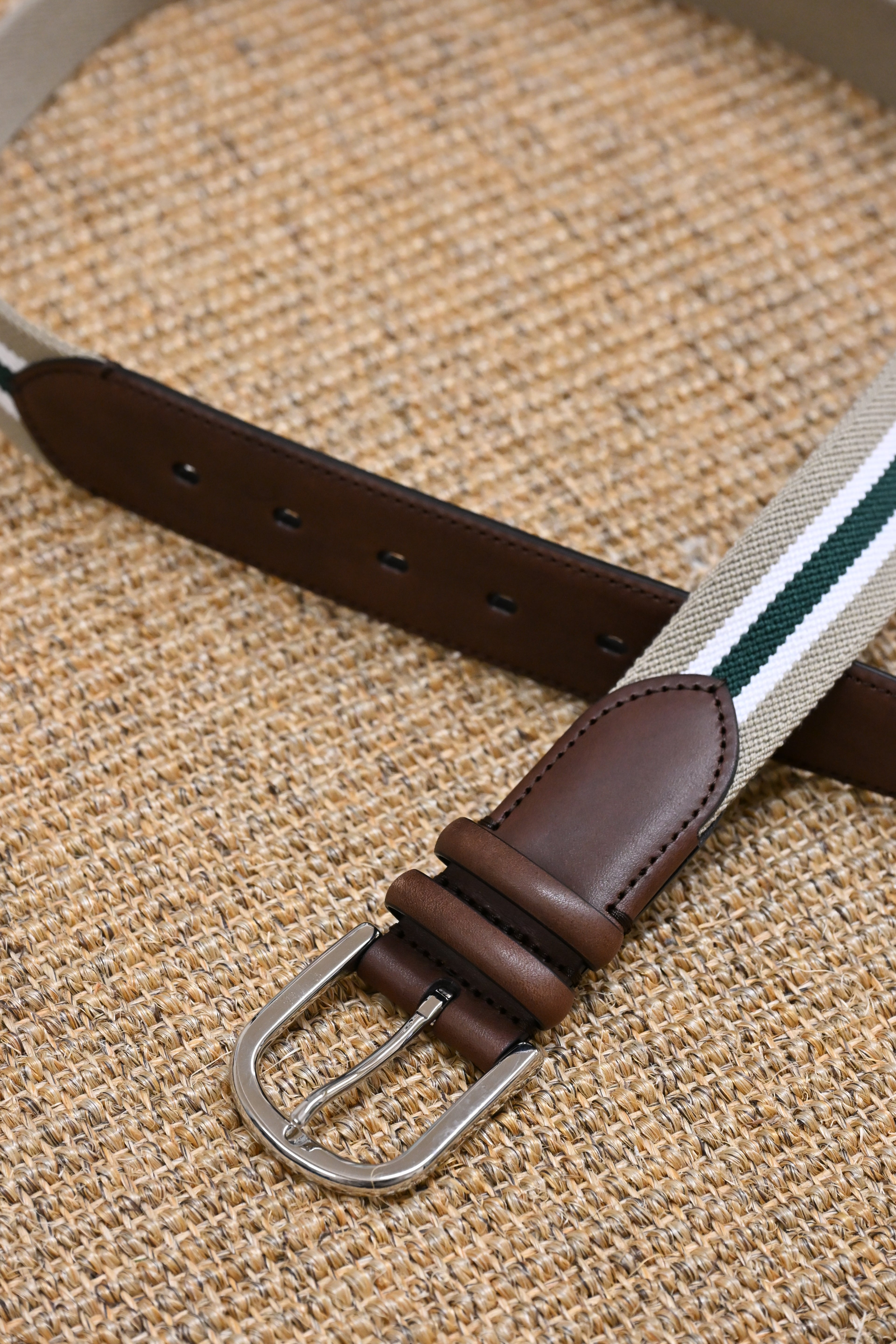 Cotton Stripe Belt Green
