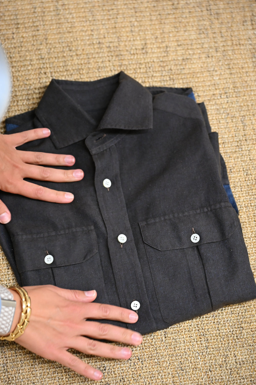 Denim Cashmere Safari Shirt Chocolate Brown