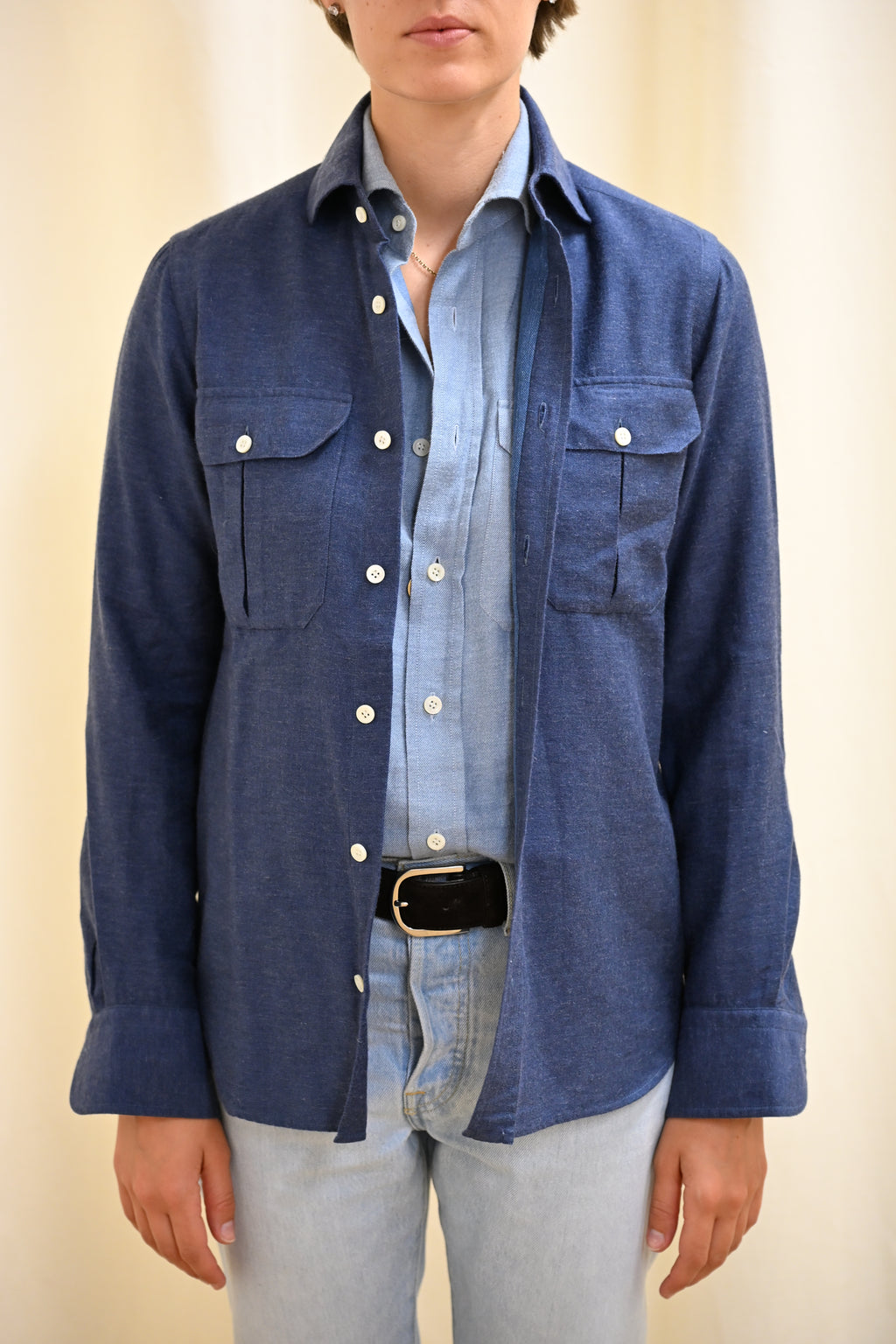 Denim Cashmere Shirt Denim Blue