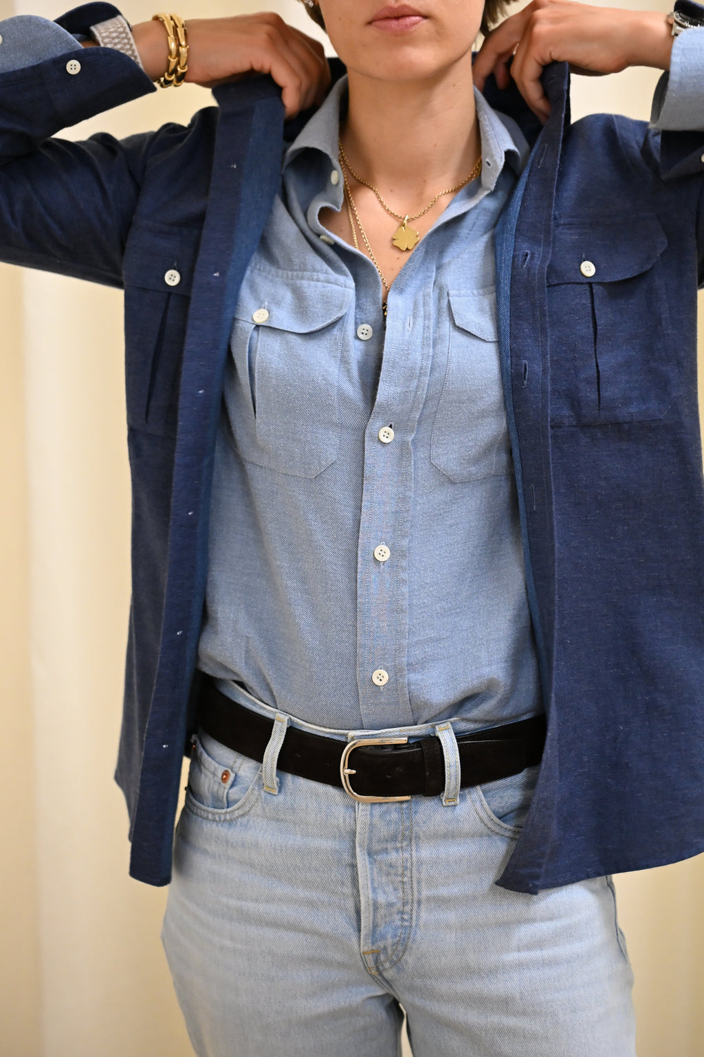 Denim Cashmere Shirt Denim Blue 2