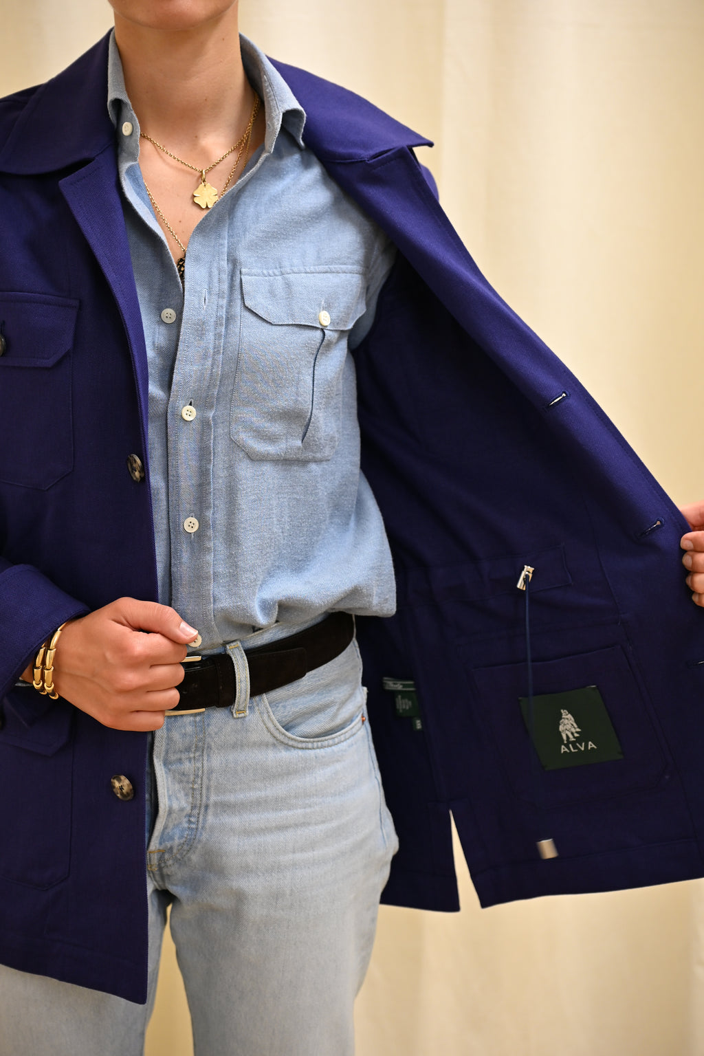 Gabardine French Blue Inside