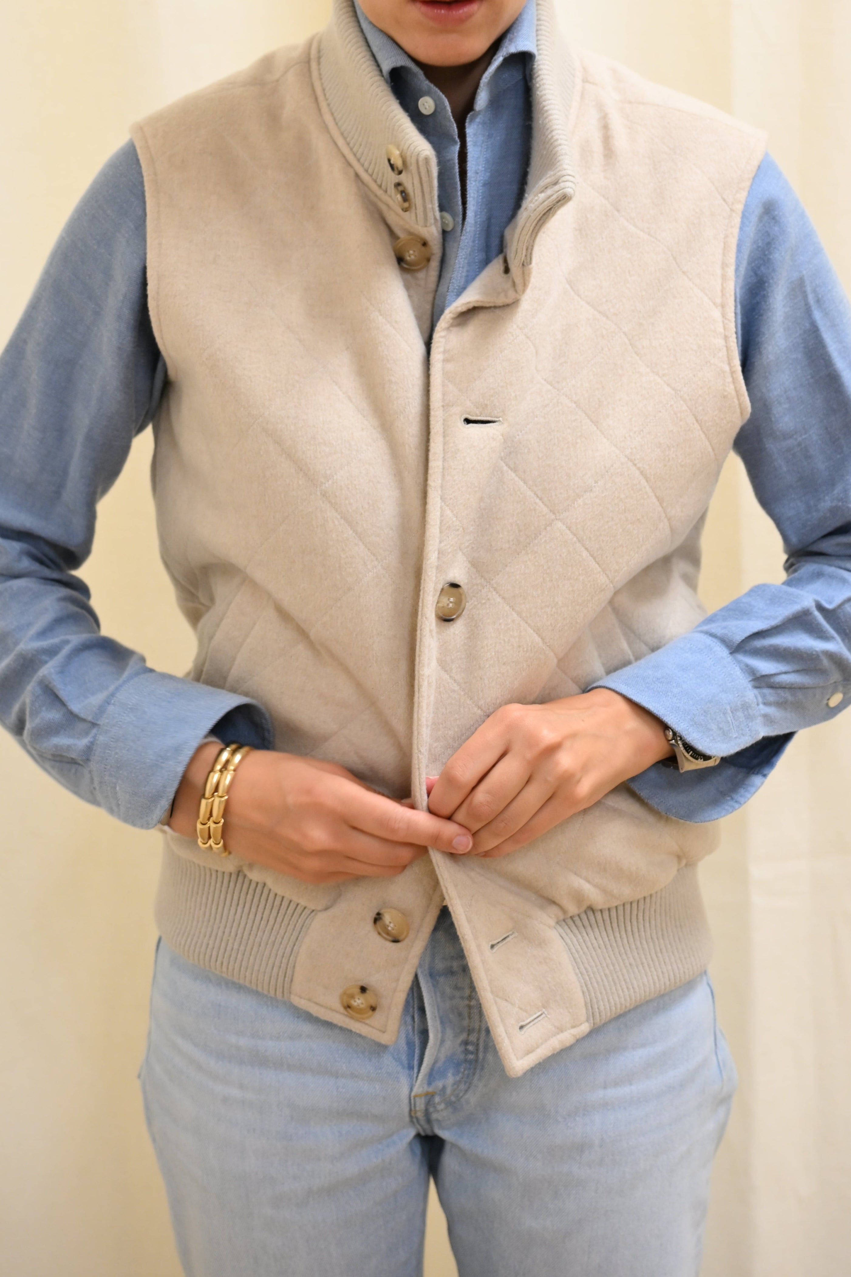 Le Gilet Losange Beige Button