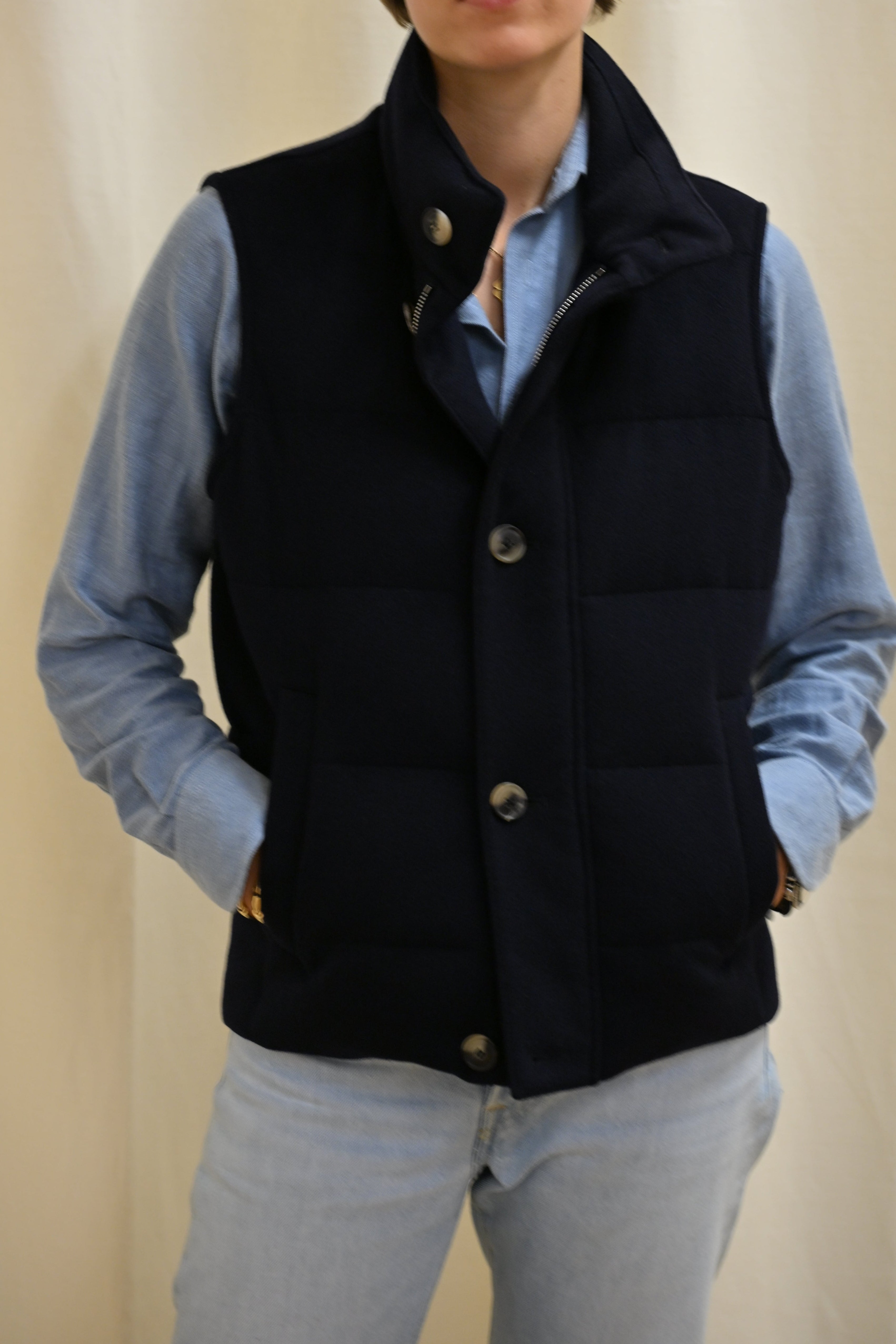 Le_Gilet_Losange_Navy Front Closed