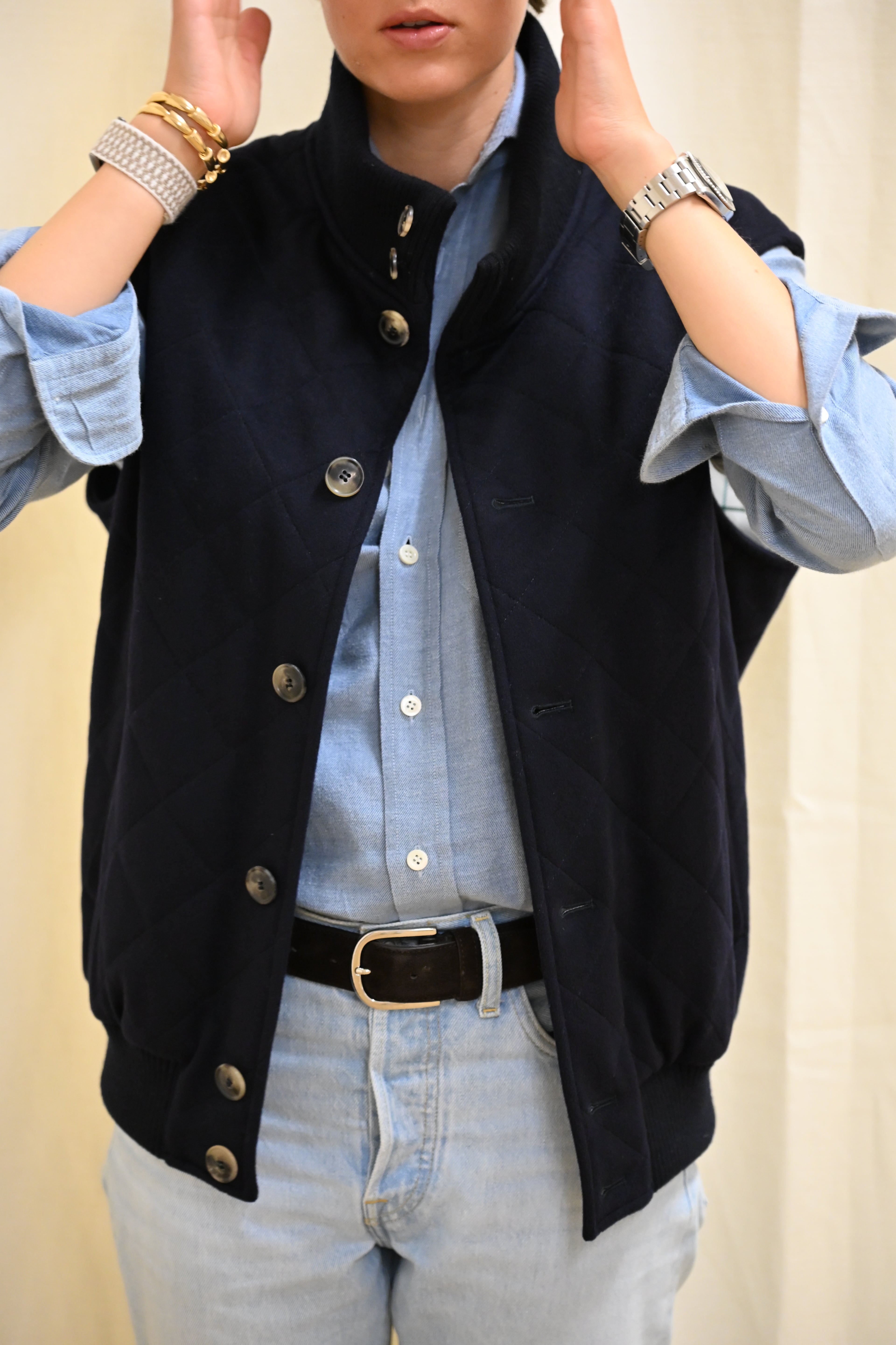Le_Gilet_Losange_Navy Front open