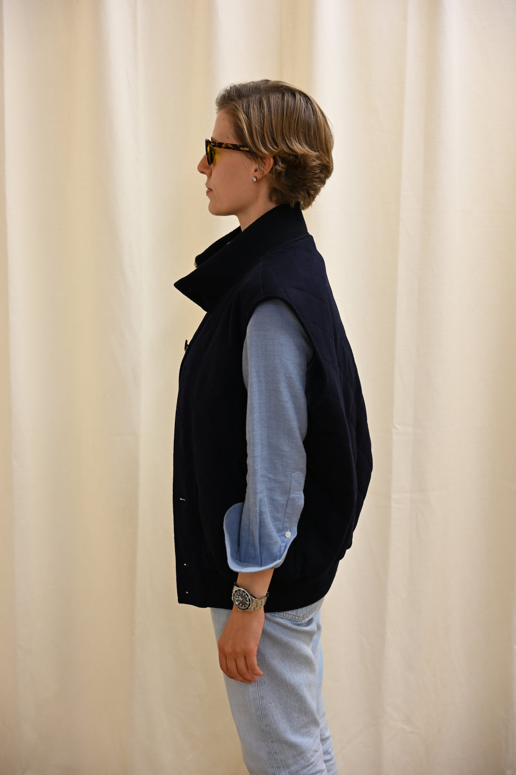 Le_Gilet_Losange_Navy Left